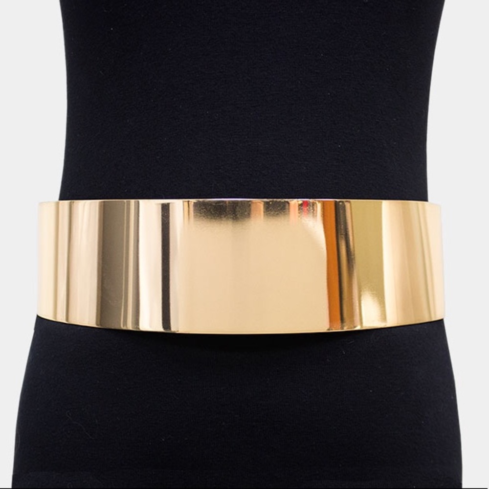 Gold or Silver Metal Waist Corset Adjustable Statement Belt